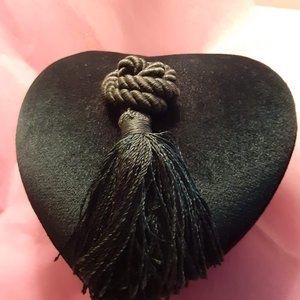 Vintage Heart Shaped, Velvet Music Jewelry Box  7"  Plays Unchained Melody